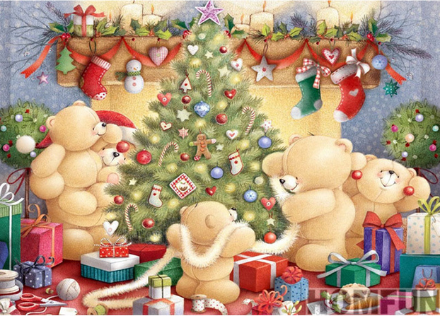 Forever Friends Bears Christmas Xmas 5D DIY Diamond Painting