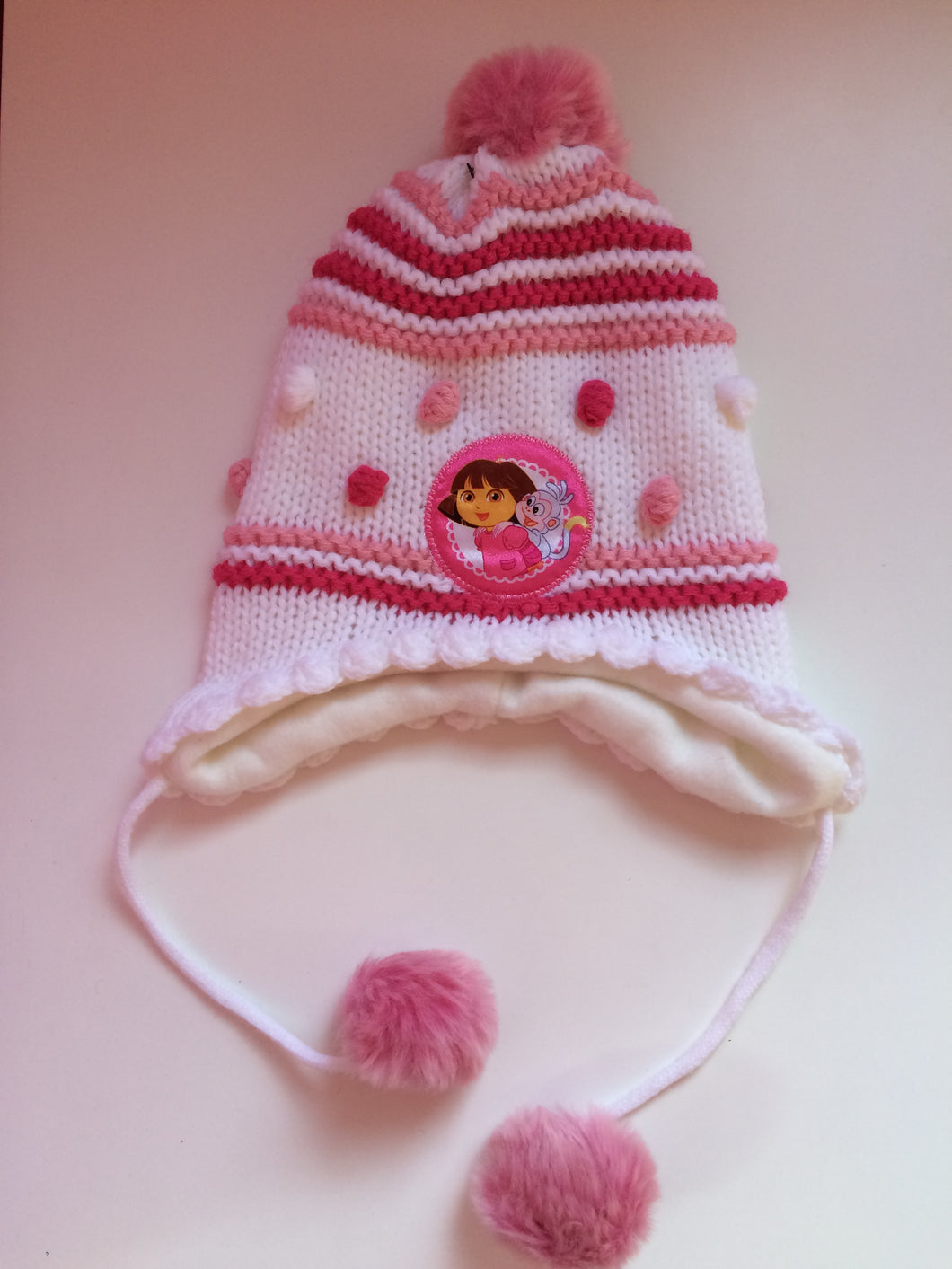 Dora Pink & White Beanie