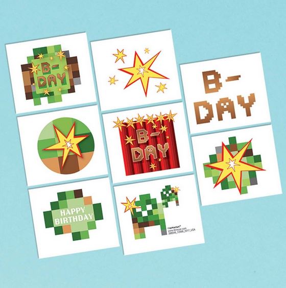 Minecraft Boom! Party Tattoos Favours