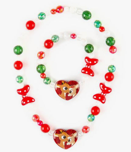 Rudolph the Red Nosed Reindeer Necklace & Bracelet Set